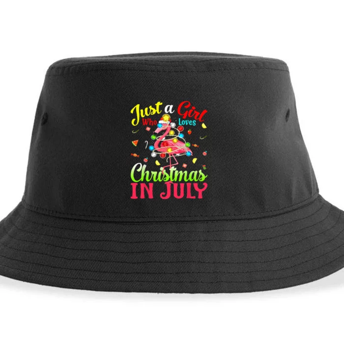 Just A Girl Who Loves Christmas In July Flamingo Sustainable Bucket Hat