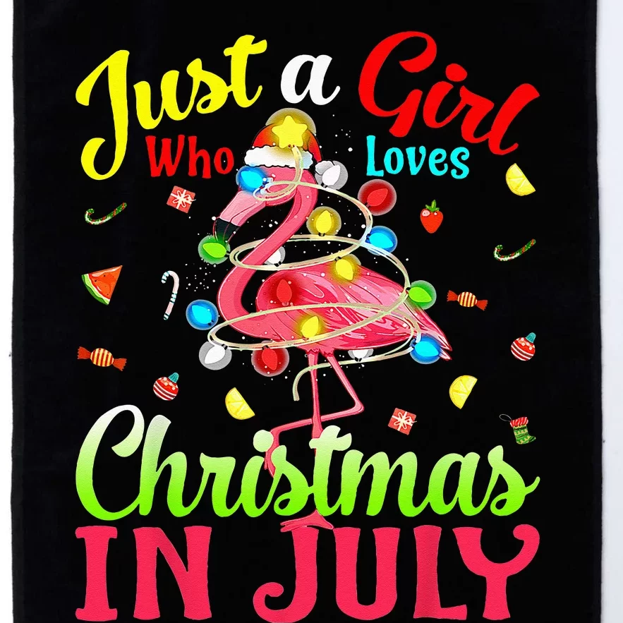 Just A Girl Who Loves Christmas In July Flamingo Platinum Collection Golf Towel