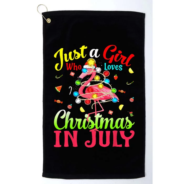 Just A Girl Who Loves Christmas In July Flamingo Platinum Collection Golf Towel