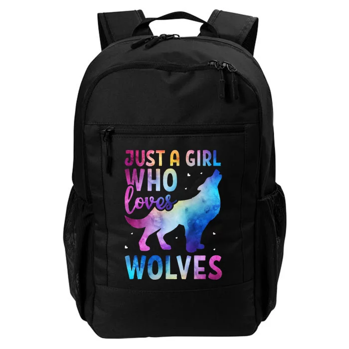 Just A Girl Who Loves Wolves Watercolor Cute Animal Lovers Daily Commute Backpack