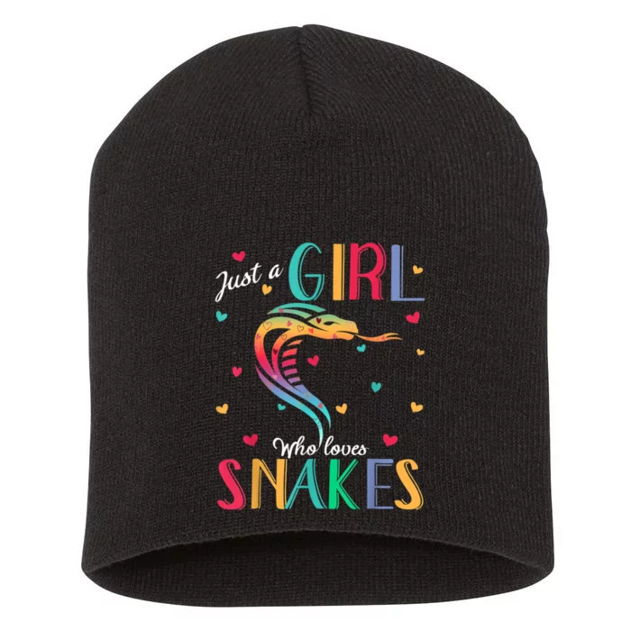 Just A Girl Who Loves Snakes Snake Gift Short Acrylic Beanie