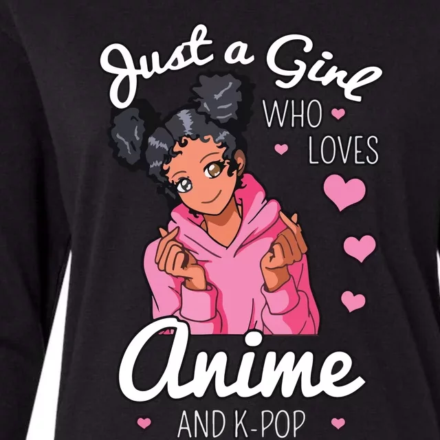 Just A Girl Who Loves Anime And KPop African American Afro Womens Cotton Relaxed Long Sleeve T-Shirt