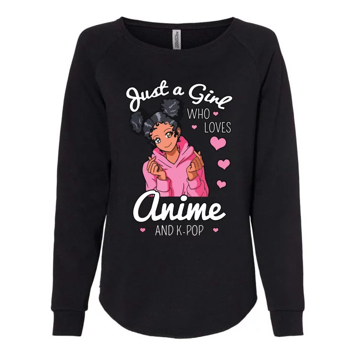 Just A Girl Who Loves Anime And KPop African American Afro Womens California Wash Sweatshirt