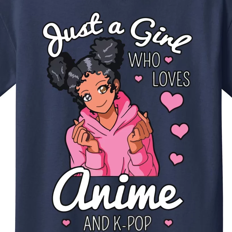 Just A Girl Who Loves Anime And KPop African American Afro Kids T-Shirt