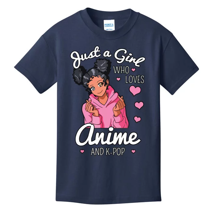 Just A Girl Who Loves Anime And KPop African American Afro Kids T-Shirt