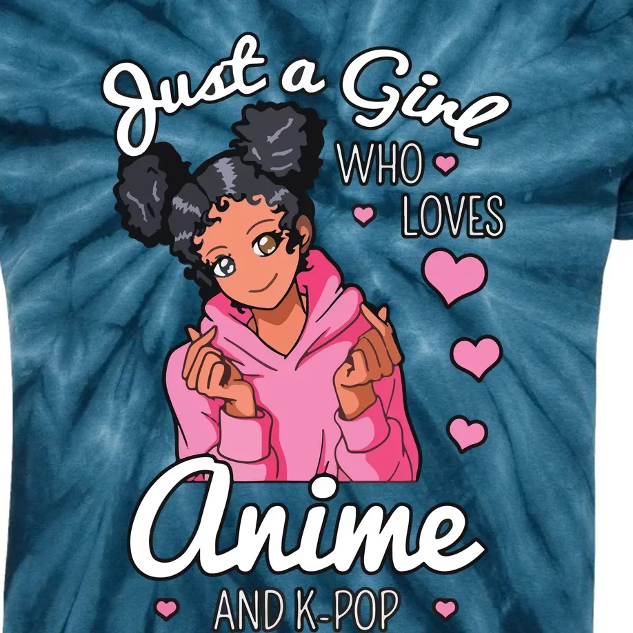 Just A Girl Who Loves Anime And KPop African American Afro Kids Tie-Dye T-Shirt