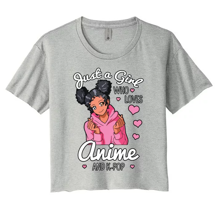 Just A Girl Who Loves Anime And KPop African American Afro Women's Crop Top Tee