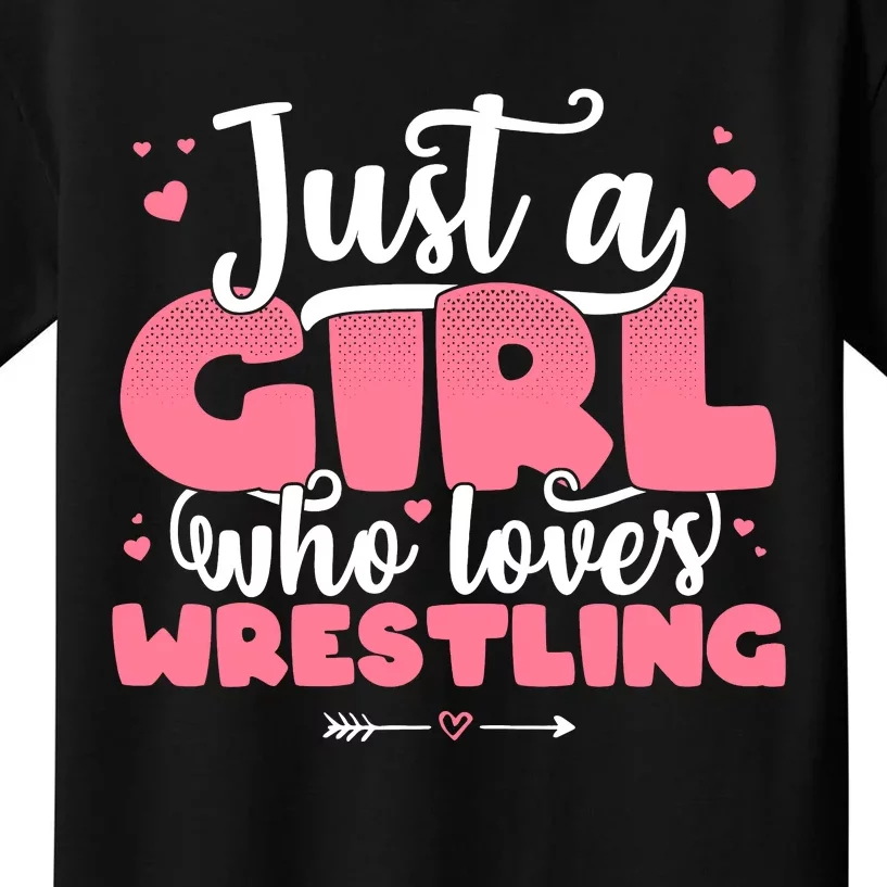 Just A Girl Who Loves Wrestling Cute Wrestler Kids T-Shirt