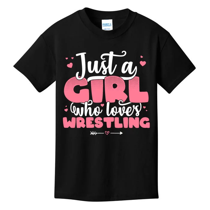 Just A Girl Who Loves Wrestling Cute Wrestler Kids T-Shirt