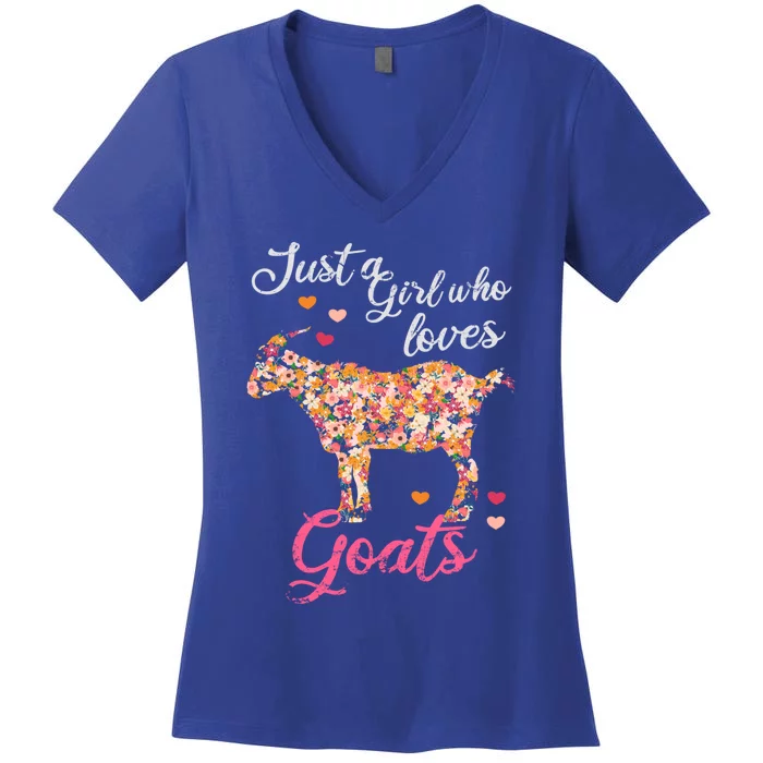 Just A Girl Who Loves Goats Gift Women's V-Neck T-Shirt