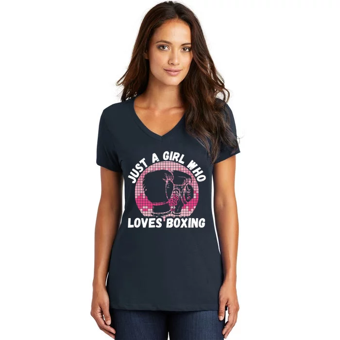 Just A Girl Who Loves Boxing, Female Boxer Women's V-Neck T-Shirt