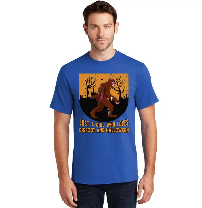 Just A Girll Who Loves Bigfoot And Halloween Costume Gift Cute Tall T-Shirt