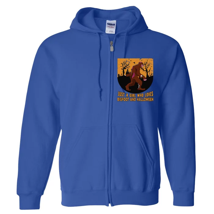 Just A Girll Who Loves Bigfoot And Halloween Costume Gift Cute Full Zip Hoodie