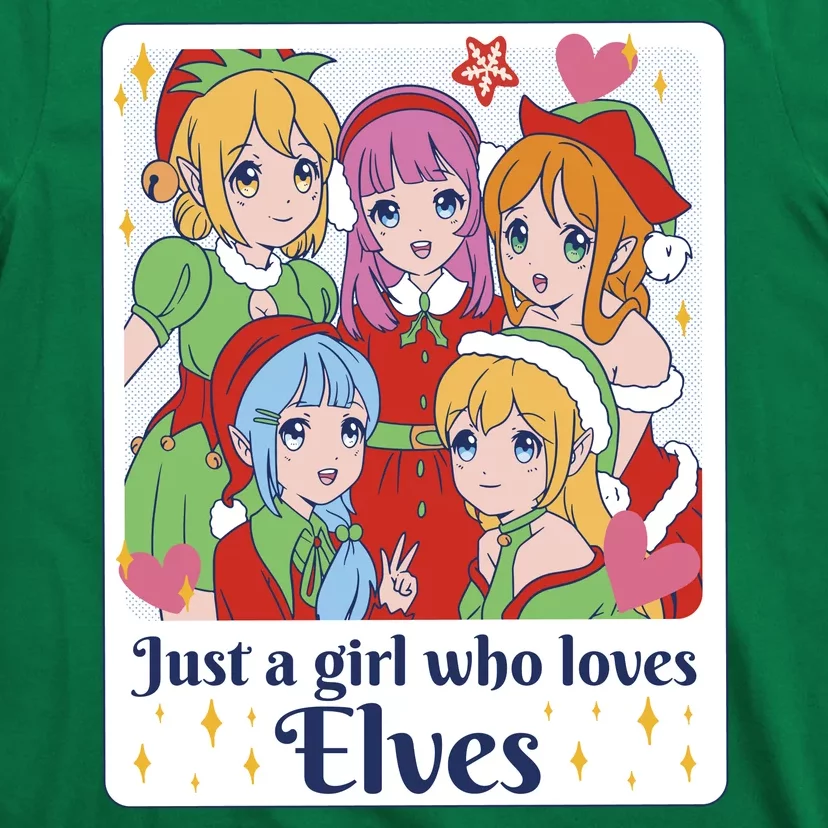 Just A Girl Who Loves Elves Anime Christmas T-Shirt