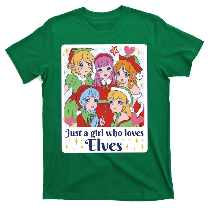 Just A Girl Who Loves Elves Anime Christmas T-Shirt