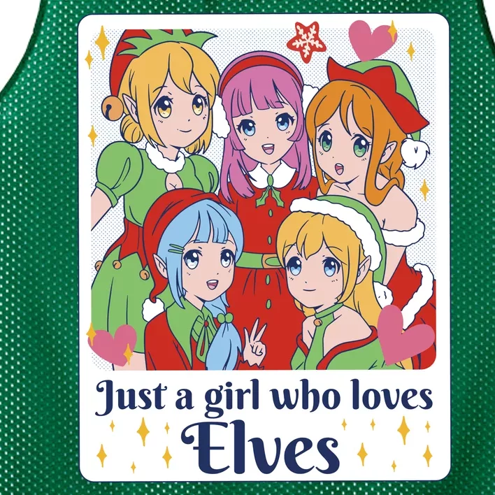 Just A Girl Who Loves Elves Anime Christmas Mesh Reversible Basketball Jersey Tank