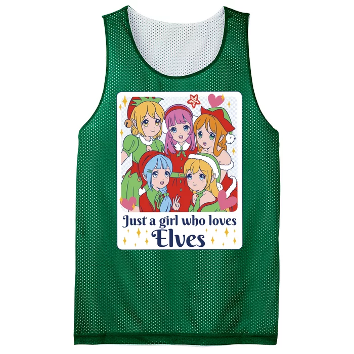 Just A Girl Who Loves Elves Anime Christmas Mesh Reversible Basketball Jersey Tank