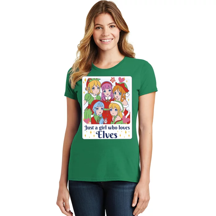 Just A Girl Who Loves Elves Anime Christmas Women's T-Shirt