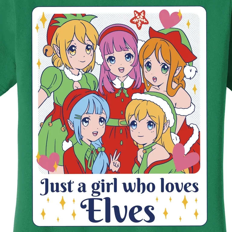 Just A Girl Who Loves Elves Anime Christmas Women's T-Shirt