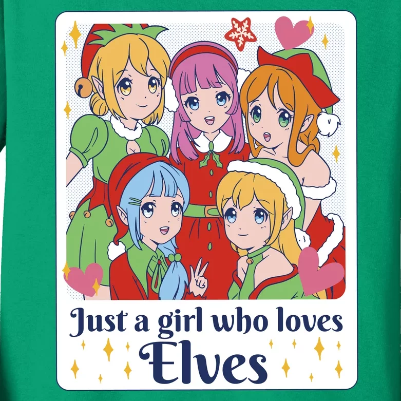 Just A Girl Who Loves Elves Anime Christmas Kids Long Sleeve Shirt