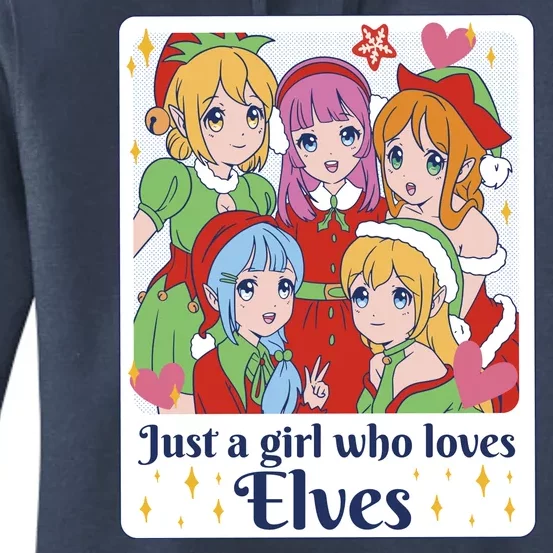 Just A Girl Who Loves Elves Anime Christmas Women's Pullover Hoodie