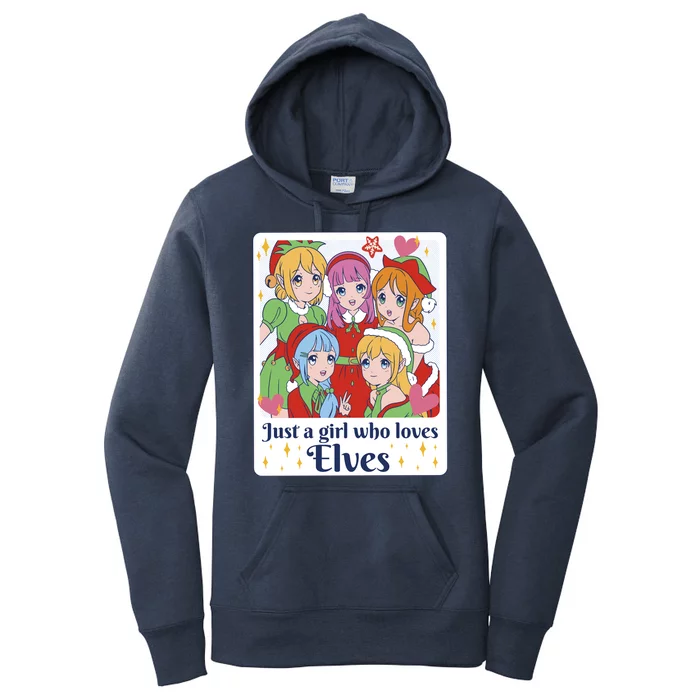 Just A Girl Who Loves Elves Anime Christmas Women's Pullover Hoodie