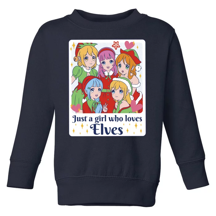 Just A Girl Who Loves Elves Anime Christmas Toddler Sweatshirt