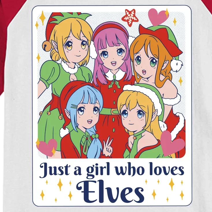 Just A Girl Who Loves Elves Anime Christmas Kids Colorblock Raglan Jersey