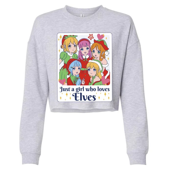 Just A Girl Who Loves Elves Anime Christmas Cropped Pullover Crew