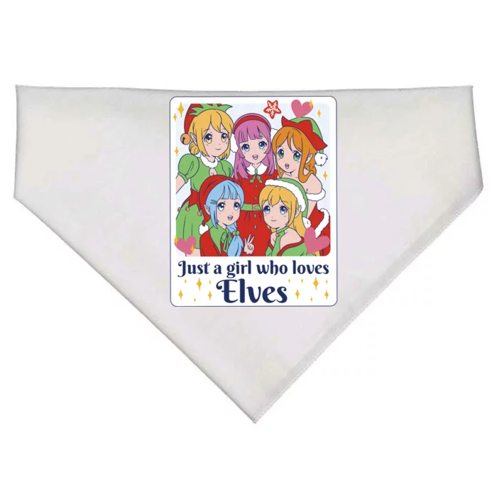 Just A Girl Who Loves Elves Anime Christmas USA-Made Doggie Bandana