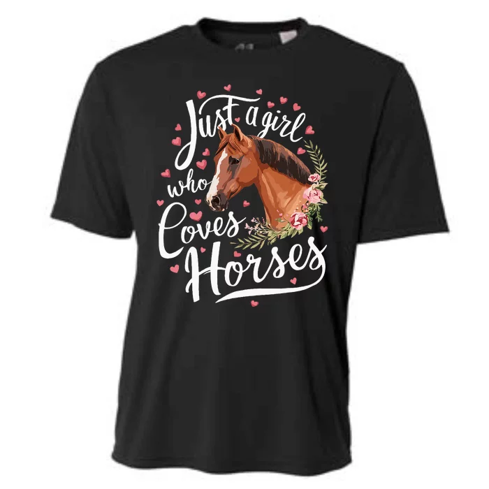 Just A Girl Who Loves Horses Horse Cooling Performance Crew T-Shirt