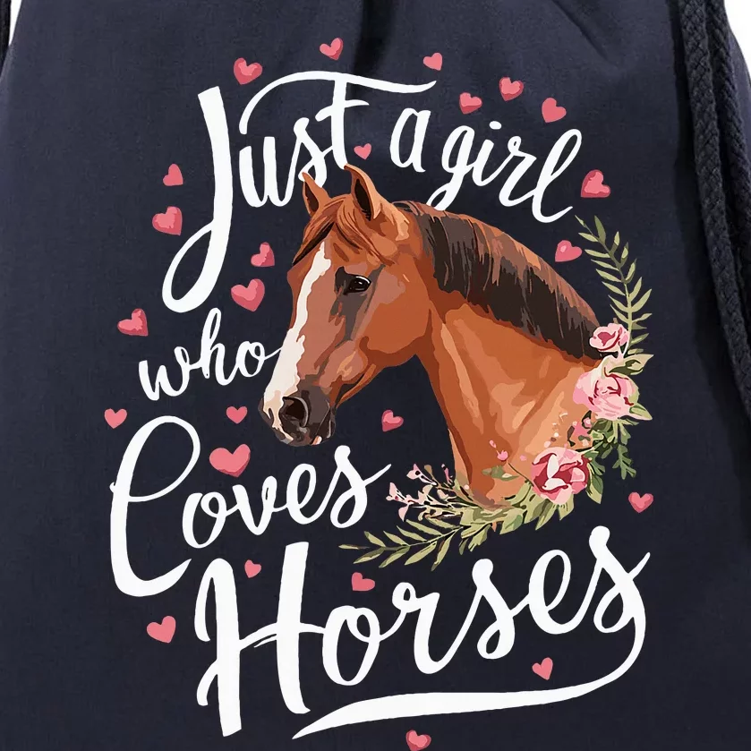 Just A Girl Who Loves Horses Horse Drawstring Bag