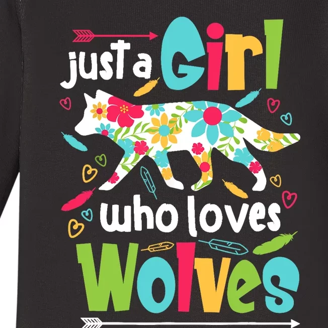 Just A Girl Who Loves Wolves Funny Wolf Doglike Lover Outfit Baby Long Sleeve Bodysuit