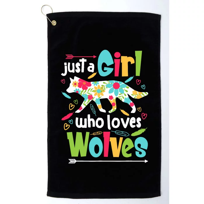 Just A Girl Who Loves Wolves Funny Wolf Doglike Lover Outfit Platinum Collection Golf Towel