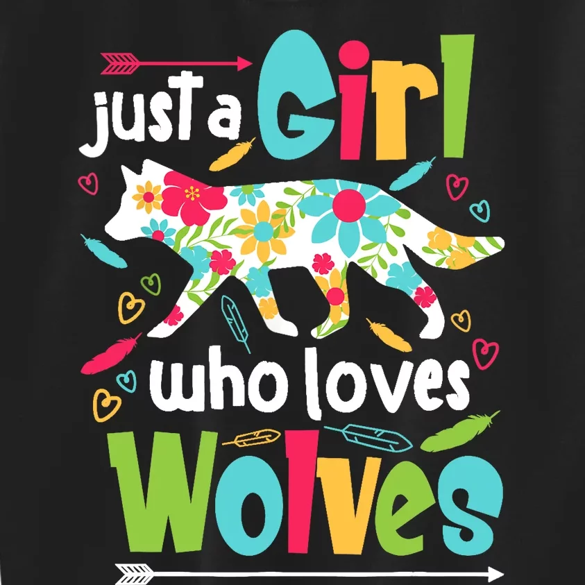 Just A Girl Who Loves Wolves Funny Wolf Doglike Lover Outfit Kids Sweatshirt