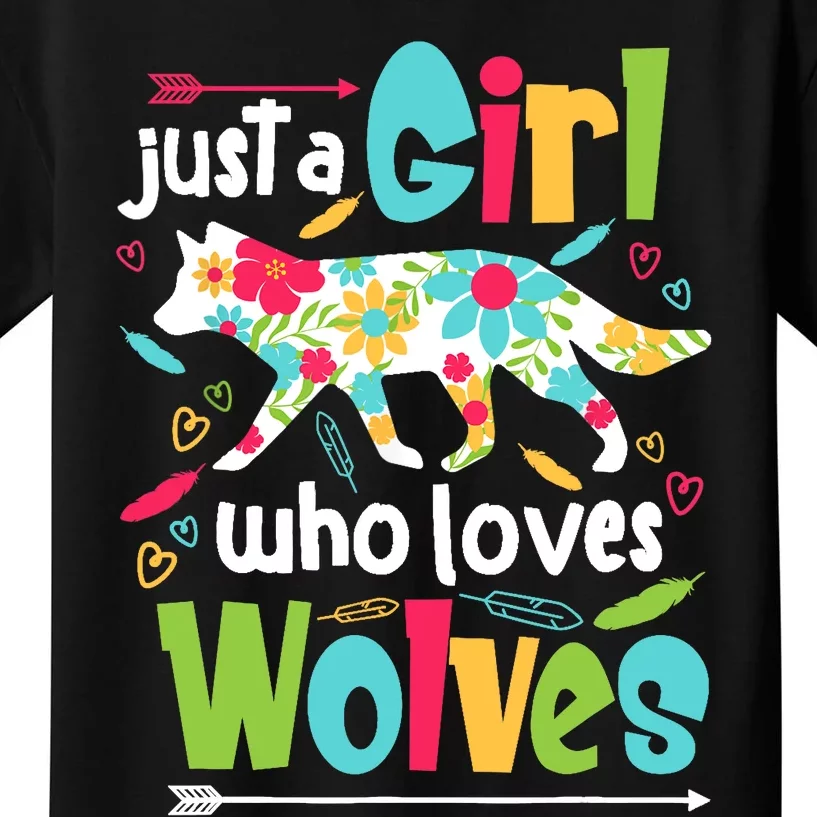 Just A Girl Who Loves Wolves Funny Wolf Doglike Lover Outfit Kids T-Shirt