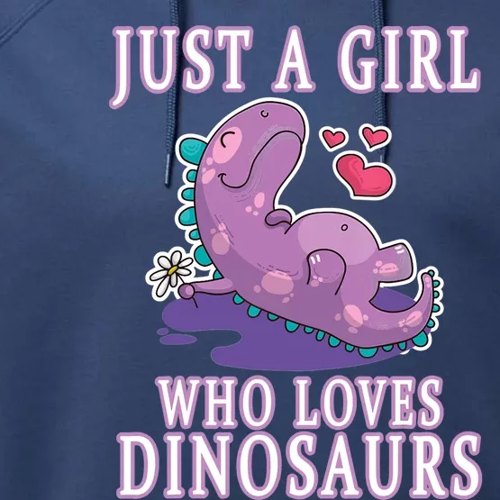 Just A Girl Who Loves Dinosaurs Cute Floral Girl Teens Gift Performance Fleece Hoodie