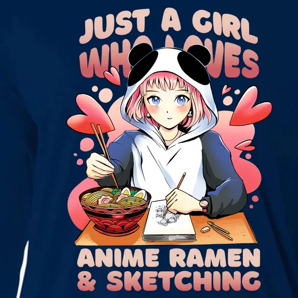 Just A Girl Who Loves Anime Ramen And Sketching Cooling Performance Long Sleeve Crew