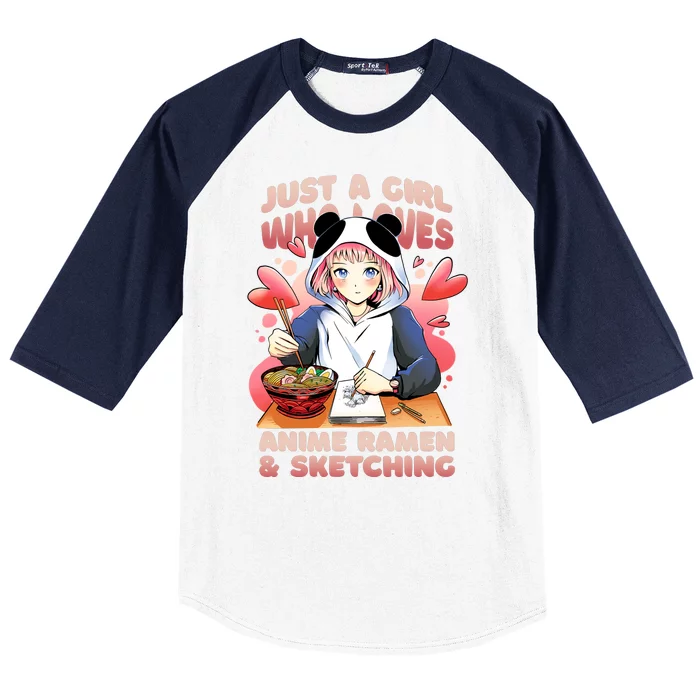 Just A Girl Who Loves Anime Ramen And Sketching Baseball Sleeve Shirt