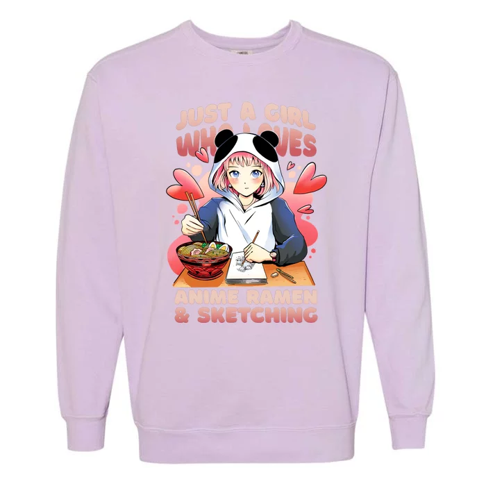 Just A Girl Who Loves Anime Ramen And Sketching Garment-Dyed Sweatshirt