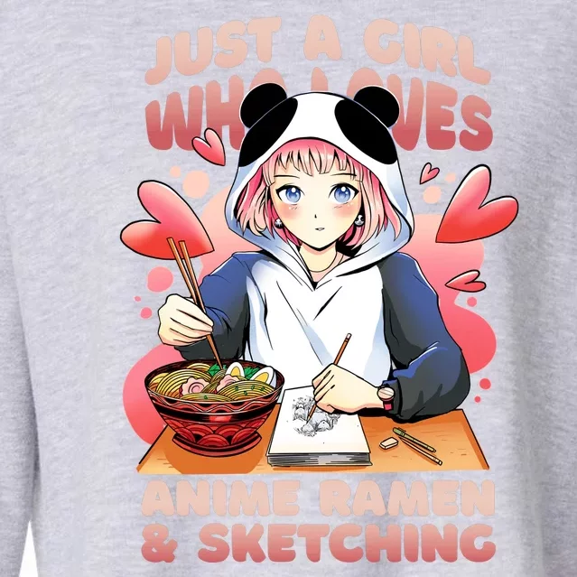 Just A Girl Who Loves Anime Ramen And Sketching Cropped Pullover Crew