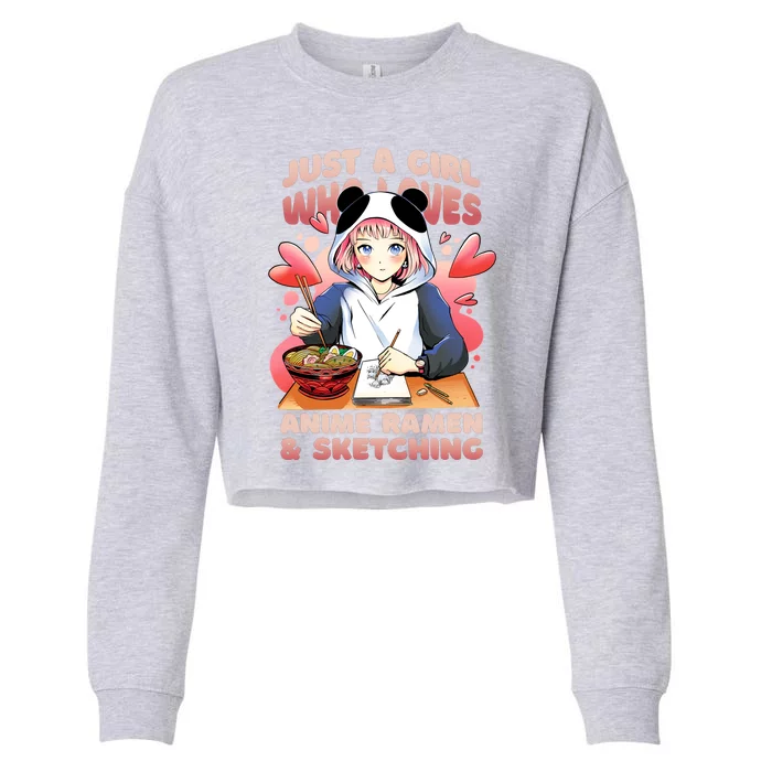 Just A Girl Who Loves Anime Ramen And Sketching Cropped Pullover Crew