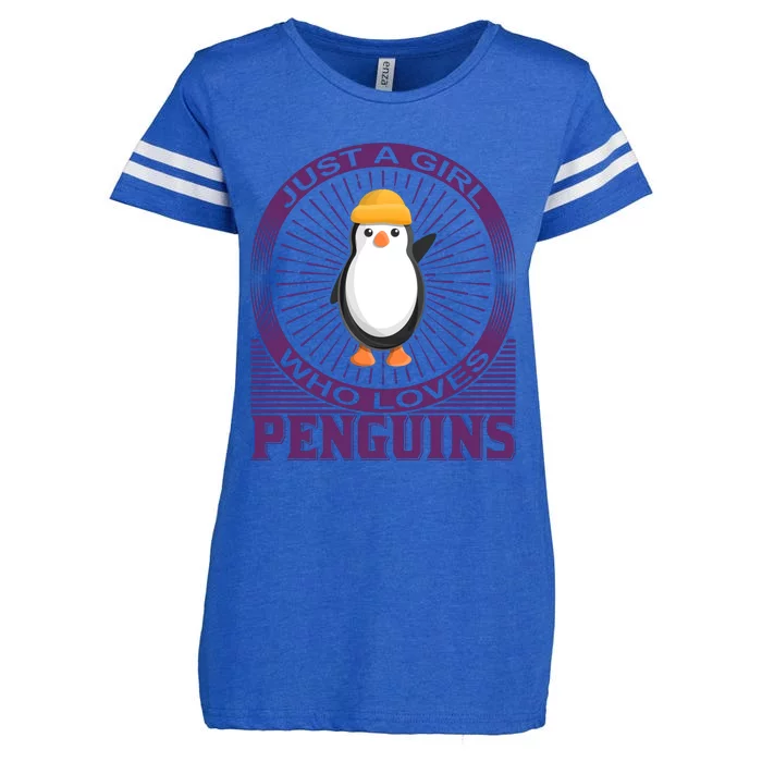 Just A Girl Who Loves Penguins Enza Ladies Jersey Football T-Shirt