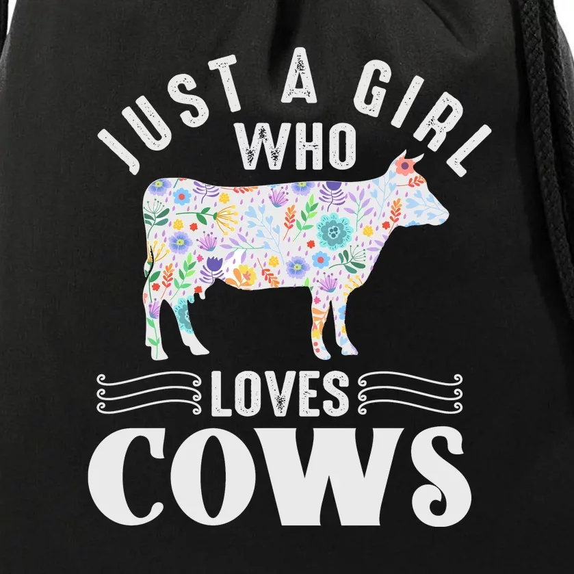 Just A Girl Who Loves Cows Drawstring Bag