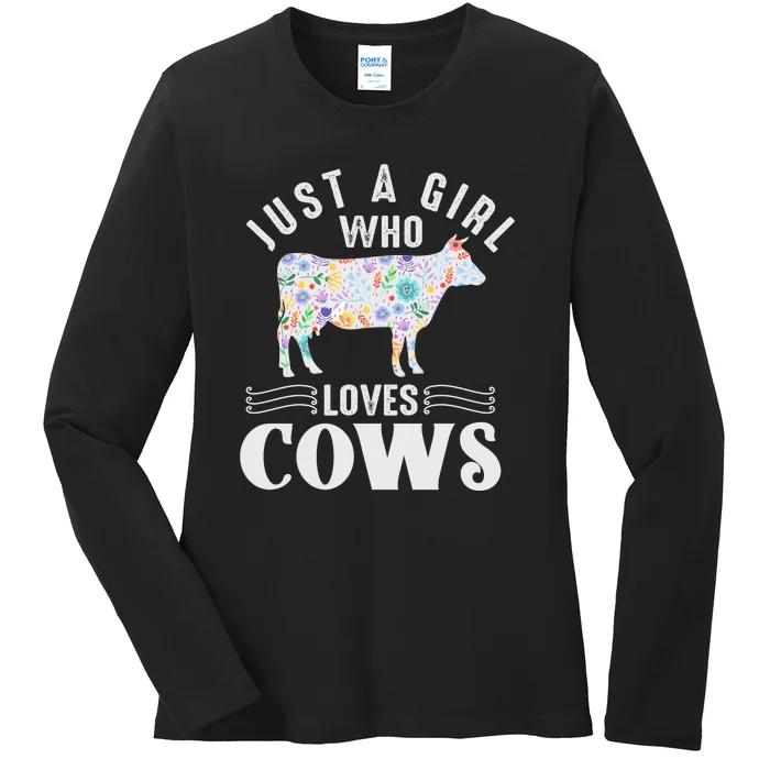 Just A Girl Who Loves Cows Ladies Long Sleeve Shirt