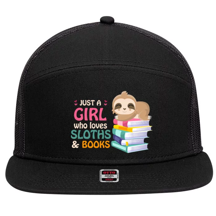 Just A Girl Who Loves Sloths And Books Sloth 7 Panel Mesh Trucker Snapback Hat