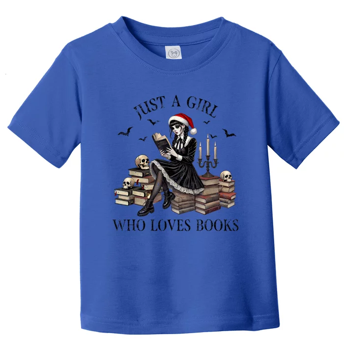 Just A Girl Who Loves Books Halloween Skeleton Christmas Toddler T-Shirt