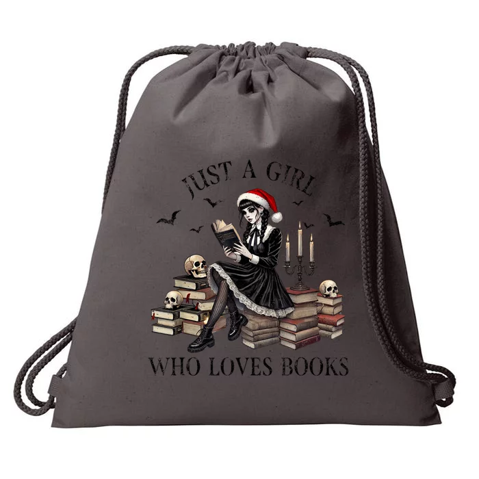 Just A Girl Who Loves Books Halloween Skeleton Christmas Drawstring Bag