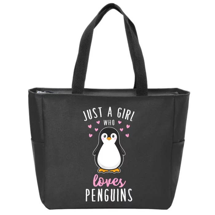 Just A Girl Who Loves Penguins T Shirt Cute Nature Toddlers Zip Tote Bag