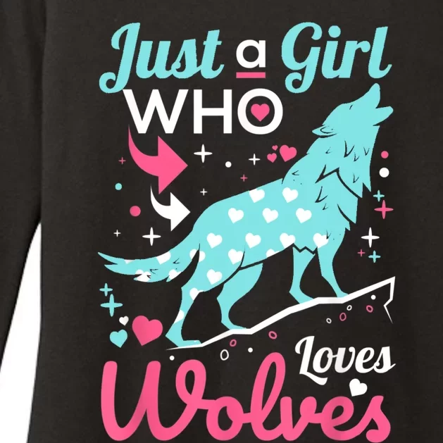 Just A Girl Who Loves Wolves Funny Wolf Doglike Lover Outfit Womens CVC Long Sleeve Shirt